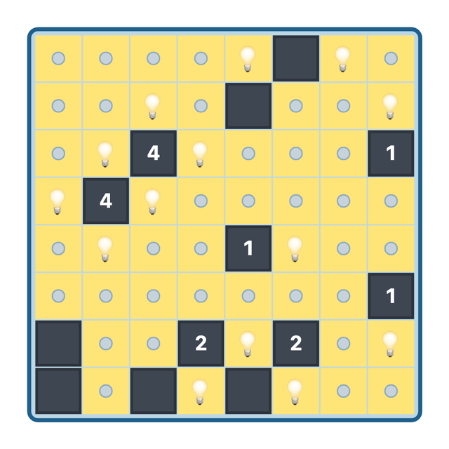 A solved Lighten Up puzzle